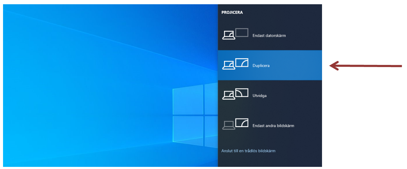 Skrivbordet i Windows 10 och alternativ för att visa datorns bild på pekskärmenen